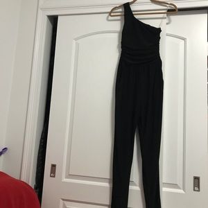 One shoulder black jumpsuit